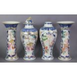 A set of four early 19th century Mandarin porcelain garniture vases, each decorated with figures