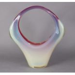 FLAVIO POLI for Seguso Vetri d’Arte, Murano; a basket shaped glass vase of peach coloured tones,