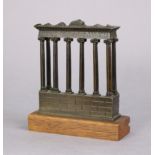 A 19th century Grand Tour bronze model of the Temple of Saturn, mounted on an oak plinth, 5¼” high x