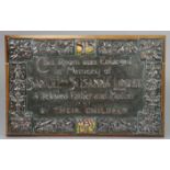 An Arts & Crafts embossed copper & enamel large rectangular plaque, inscribed “This Room was