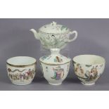 A group of three various 19th century Chinese famille rose porcelain covered bowls (only one cover