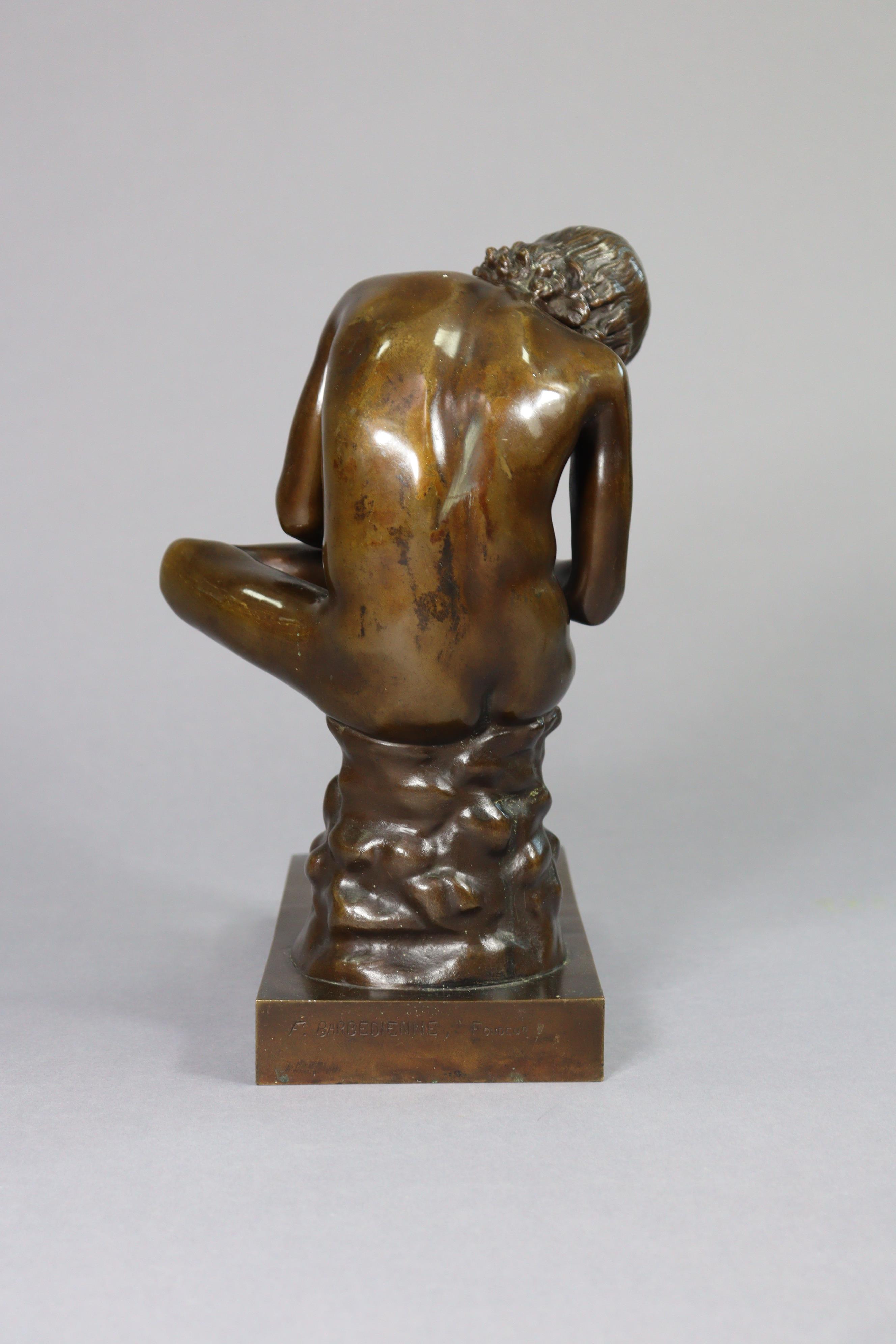 After FERDINAND BARBEDIENNE (1810-1892). A patinated bronze figure of the Spinario, or Boy with - Image 4 of 6