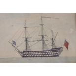 ENGLISH SCHOOL, 19th century. A miniature ship portrait on paper, inscribed verso “The Royal