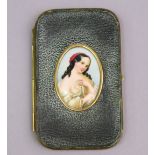 A late 19th/early 20th century continental porcelain oval plaque depicting a beauty, 2¼” x 1?”,