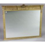 A 19th century-style overmantel mirror in gilt gesso frame with foliate borders, 48” wide x 40”