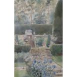 An early 20th century watercolour study of a formal landscaped garden; signed with monogram SH &