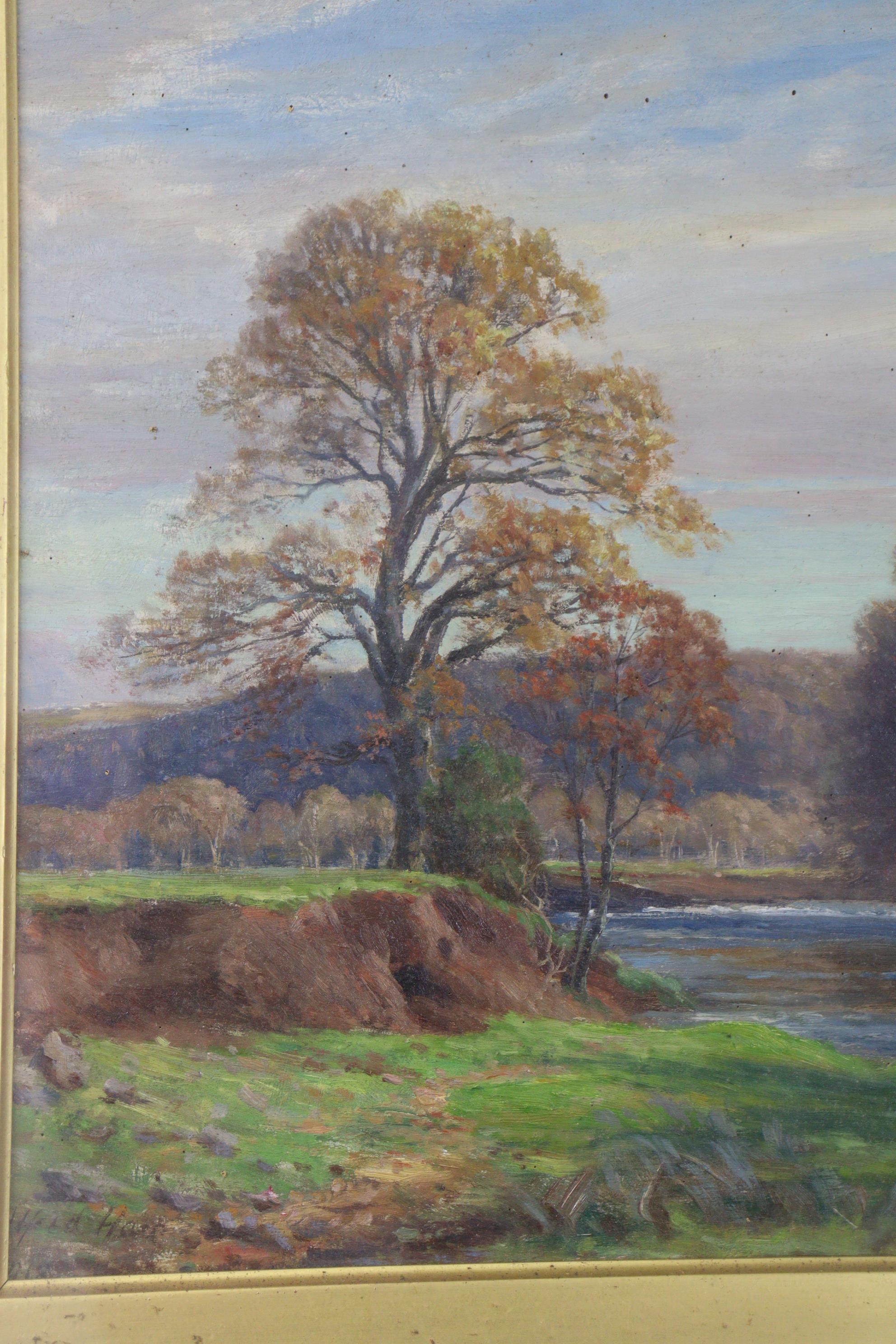 ENGLISH SCHOOL, 19th century. A wooded river landscape, signed indistinctly (Alfred Hart?) lower - Image 3 of 8