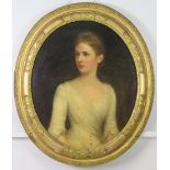 EDWARD HUGHES (1832-1908). A portrait of Mary Caroline Greathed (Lady Darling), half-length