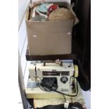 Various sewing implements; accessories, etc.; & a Frister “Star 15” electric sewing machine.