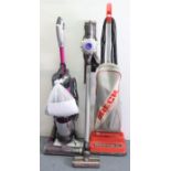 A Dyson “V6” cordless stick vacuum cleaner; a Vax upright vacuum cleaner; a Hoover “Aquamaster”