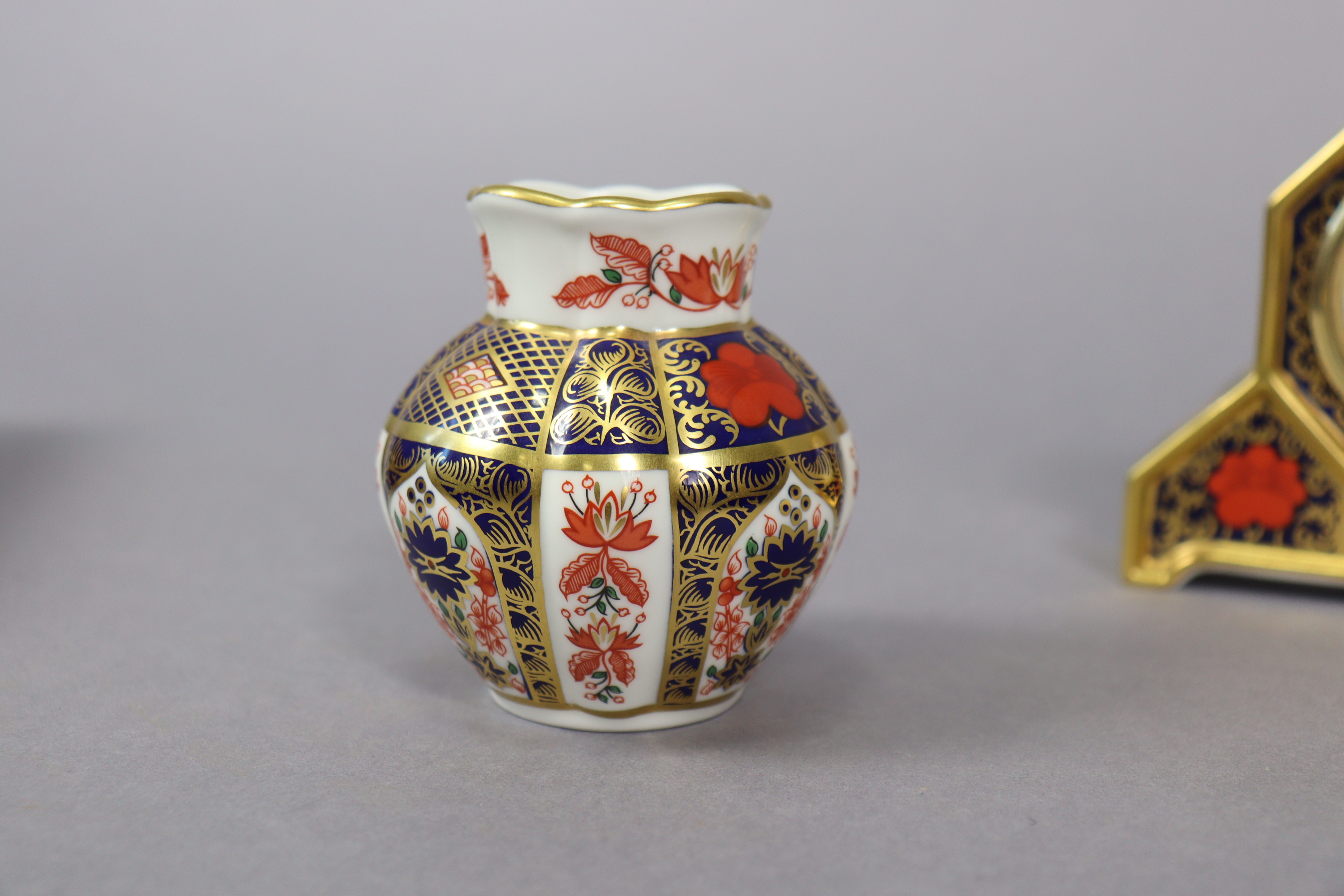 A Royal Crown Derby “Polar bear” paperweight; a ditto “Old Imari” timepiece, 4¼” high; a ditto vase; - Image 8 of 13