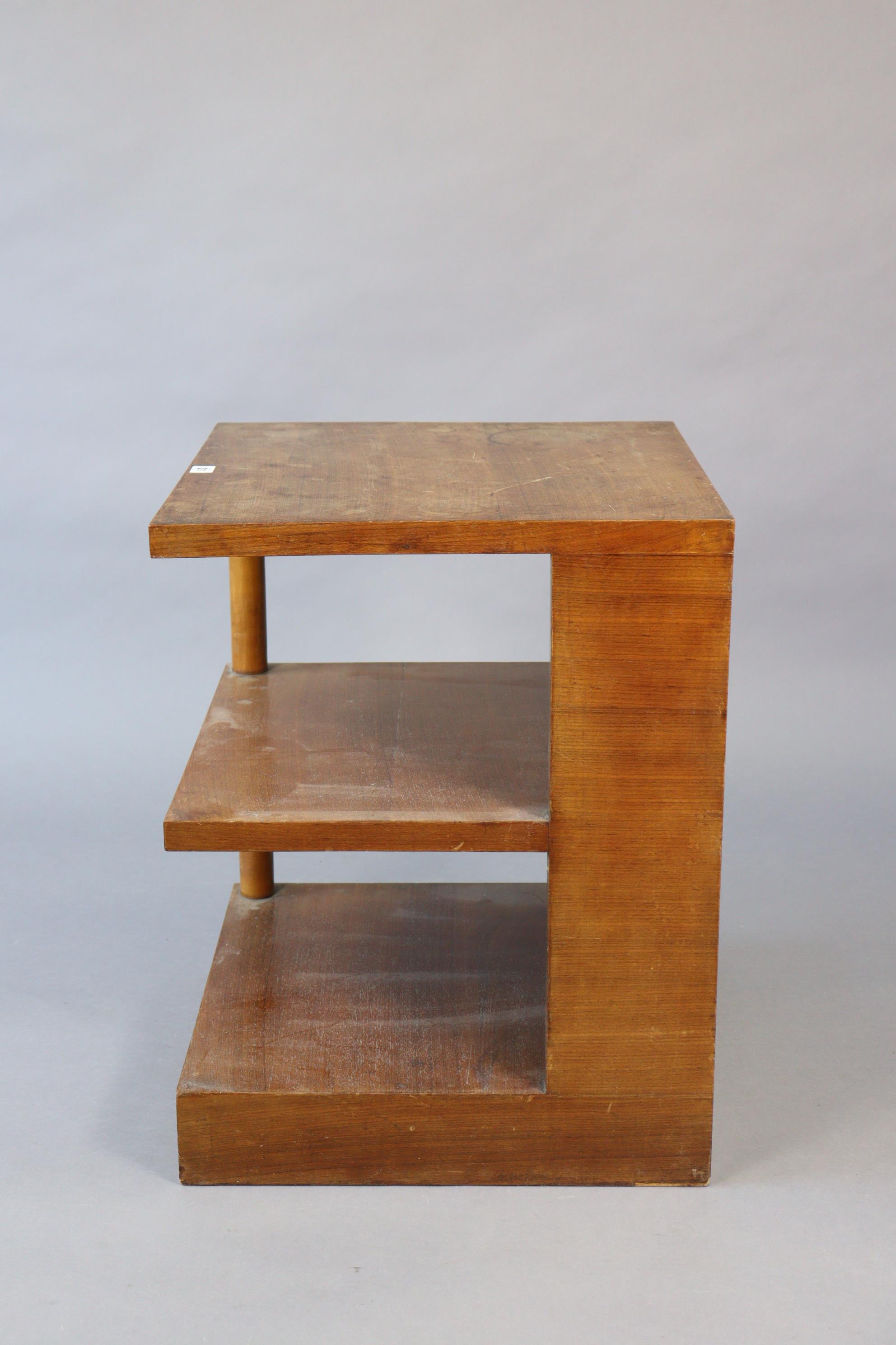 A mahogany square three-tier book table on a plinth base, 19½” wide x 25” high; & a rectangular wall - Image 3 of 8