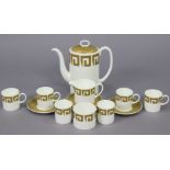 A Wedgwood bone china (Susie Cooper design) “Old Gold Keystone” fourteen-piece coffee service; a