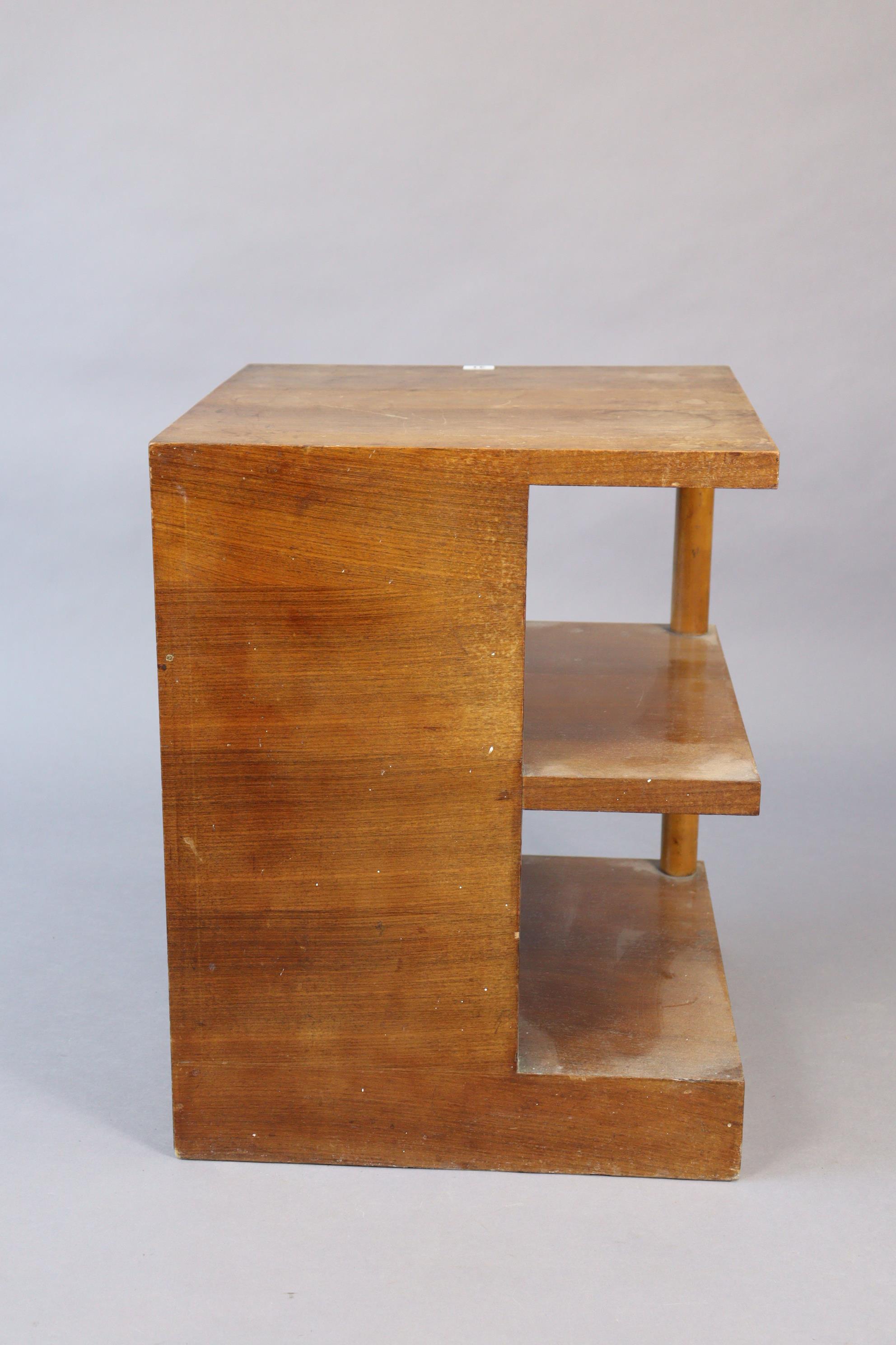 A mahogany square three-tier book table on a plinth base, 19½” wide x 25” high; & a rectangular wall - Image 4 of 8