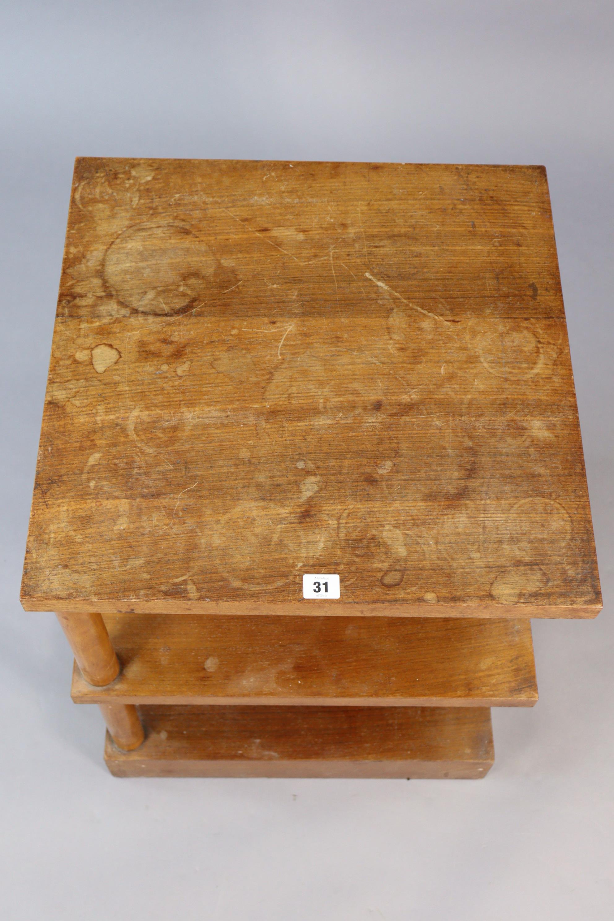 A mahogany square three-tier book table on a plinth base, 19½” wide x 25” high; & a rectangular wall - Image 6 of 8