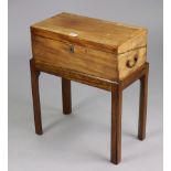 A 19th century inlaid mahogany writing slope with a fitted interior, 17¾” wide, & on a later