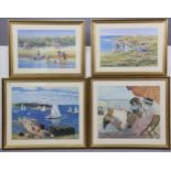 Seven various coloured prints – all coastal scenes (various sizes), each in a glazed gilt frame.