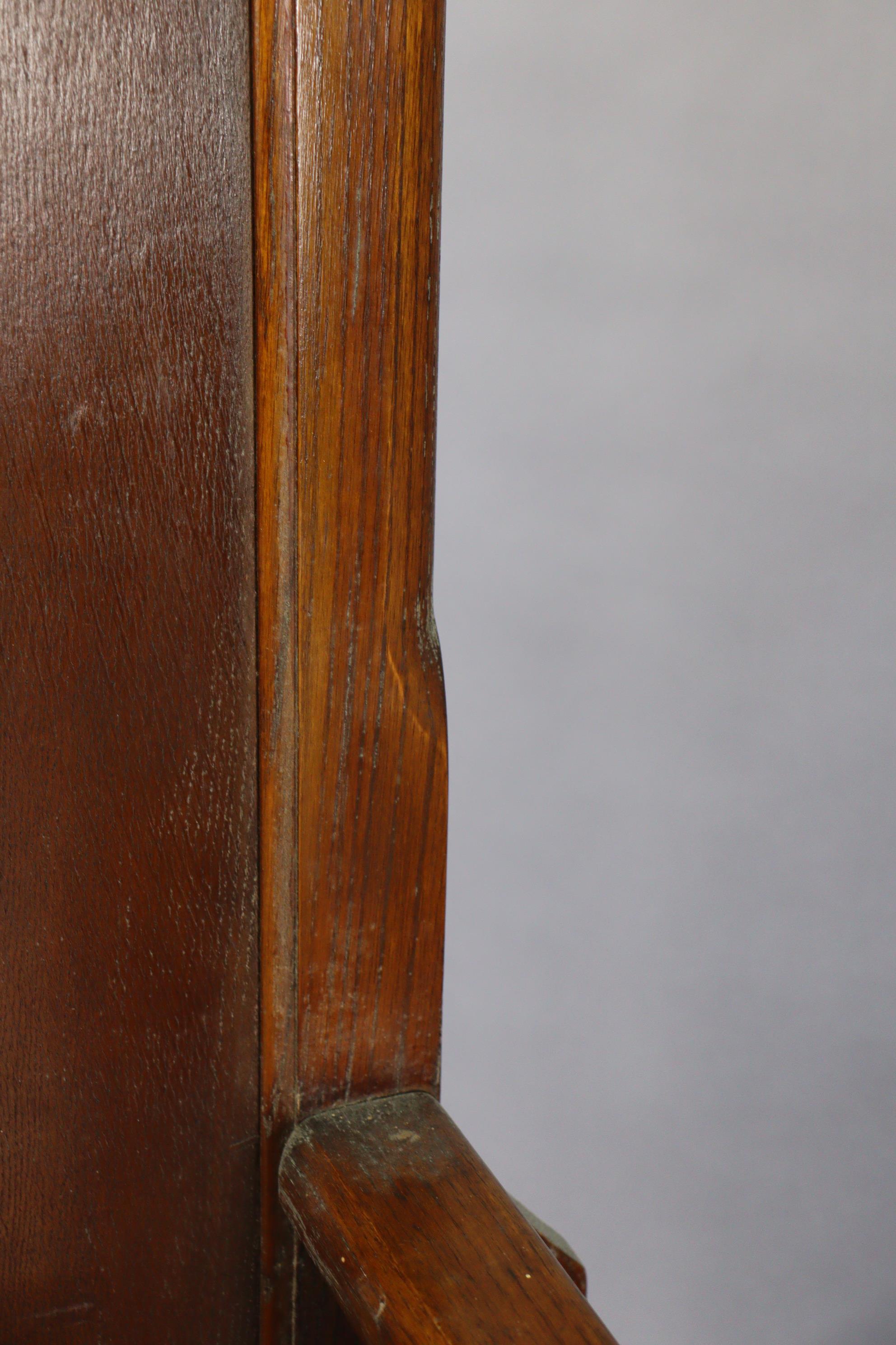 A mid-20th century oak hallstand inset circular mirror to the top, with a boxed hinged seat, & on - Image 5 of 7