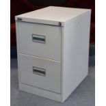 A Silverline white metal dwarf two-drawer filing cabinet (with key), 18” wide x 28” high x 24½”