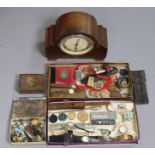 A mantel clock in an oak domed-top case; together with various wristwatches & sundry other items.