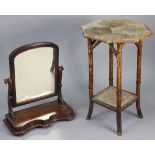 A Victorian bamboo & woven cane two-tier occasional table with an octagonal top, 18” wide x 29”