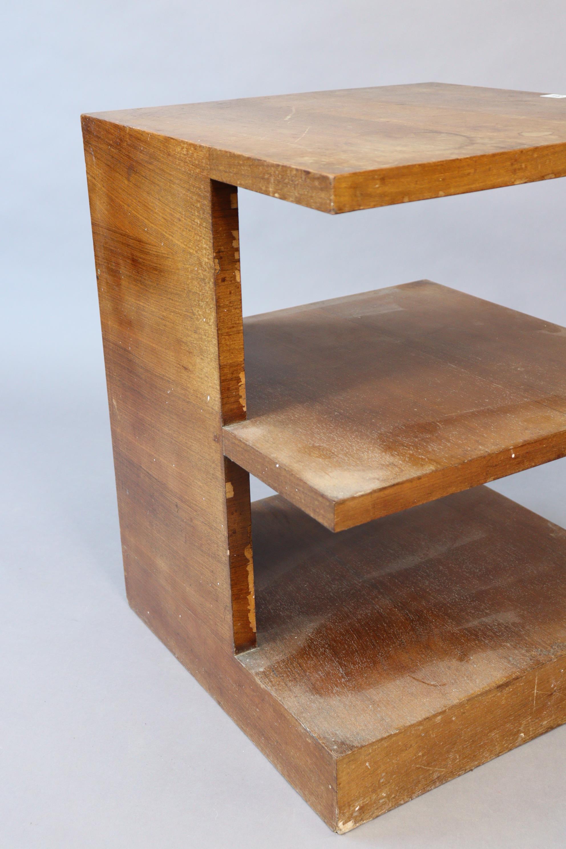 A mahogany square three-tier book table on a plinth base, 19½” wide x 25” high; & a rectangular wall - Image 5 of 8