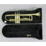A Jupiter brass trumpet, with case.