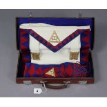 A Masonic regalia full dress apron & sash, with case.