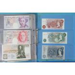 A collection of Bank of England withdrawn banknotes: 2 x £50, 7 x £20, 7 x £10, 9 x £5, 4 x £1, 1 x