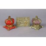 Two painted cast-iron novelty money box’s each in the form of Queen Elizabeth II coronation crown, &