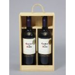 Two bottles of Casillero del Diablo Merlot wine (2015, 75cl), with contents.