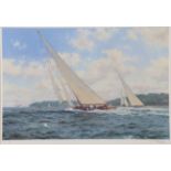 JOHN STEVEN DEWS (b. 1949). Yacht race, untitled, coloured print signed in pencil & numbered /950