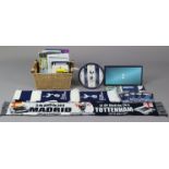 Various modern Tottenham Hotspur football programmes, scarves, etc.