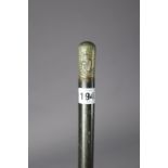 An ebonised wooden swagger stick with a plated knob-end “South Africa”, London Irish Rifles, 34¼”