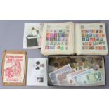 A small quantity of GB & foreign stamps, coins, banknotes, etc.