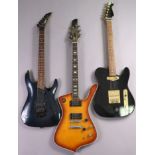 A Horner “St Lynx” six-string electric guitar; a “Hondo II” ditto; & another six-string electric