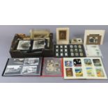 Various vintage loose cabinet cards; together with various cigarette cards; two sets of playing