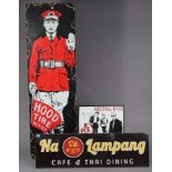 A Perspex sign “Na Lampang café & Thai Dining” 15” x 49¾”; together with four other signs; a