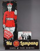 A Perspex sign “Na Lampang café & Thai Dining” 15” x 49¾”; together with four other signs; a