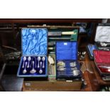 Various items of silver plated & stainless-steel cutlery, cased & uncased.