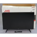A JVC 39” LED Smart HD television with remote control, boxed.