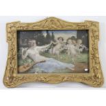 An early 20th century Art-Nouveau style gilt-gesso picture frame with stylised foliate