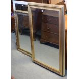 Two gilt frame rectangular wall mirrors, 42” x 30”, & 33½” x 24”; & eight decorative pictures.