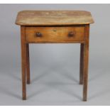 An early 20th century satinwood side table fitted one long frieze drawer with turned wooden handles,