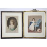 A group of four various 20th century prints – a pair of figure scenes & two portraits, each framed &