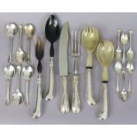 A set of six Italian .800 standard fruit spoons with trefid terminal; six matching coffee spoons;