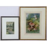An early 20th century watercolour study of a formal landscaped garden; signed with monogram SH &