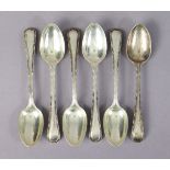 A set of six Victorian silver Old English & Bead pattern teaspoons; London 1882 by Charles Boyton (