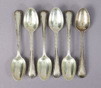 A set of six Victorian silver Old English & Bead pattern teaspoons; London 1882 by Charles Boyton (