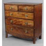 A 19th century mahogany chest fitted two short & three long graduated drawers with oval brass